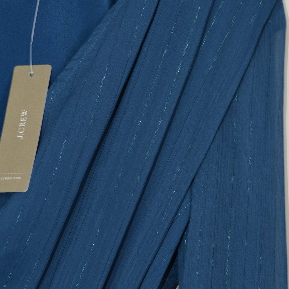 Point Sur J. Crew Faux-Wrap Crinkle Chiffon Dress - Picture 7 of 8